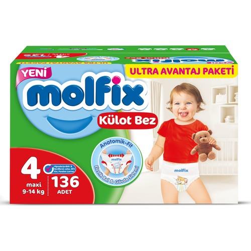 Molfix Külot Bez 4 Beden Maxi 136'lı Ultra Avantaj Paketi Kutu