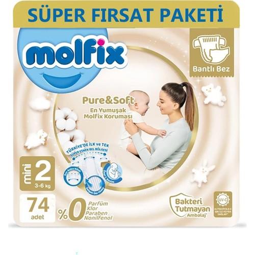 Molfix Pure&Soft Bebek Bezi 2 Beden Mini 74lü Süper Fırsat Paketi