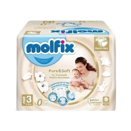 Molfix Pure&Soft Bebek Bezi 3 Beden Midi 4-9 Kg 64lü Süper Fırsat Paketi