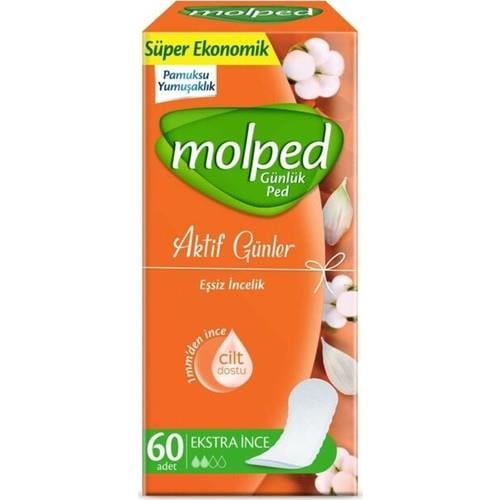 Molped Aktif Günler Günlük Ped 60 Adet Ekstra İnce Pamuksu Yumuşaklık ile Konforlu Kullanım