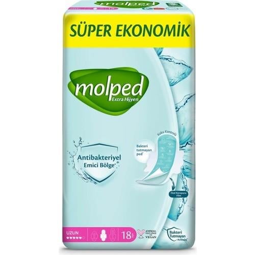 Molped Hijyenik Ped Antibakteriyel Uzun 18'li