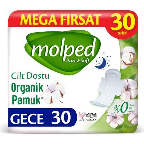 Molped Pure&Soft Hijyenik Ped Mega Gece 30 Adet