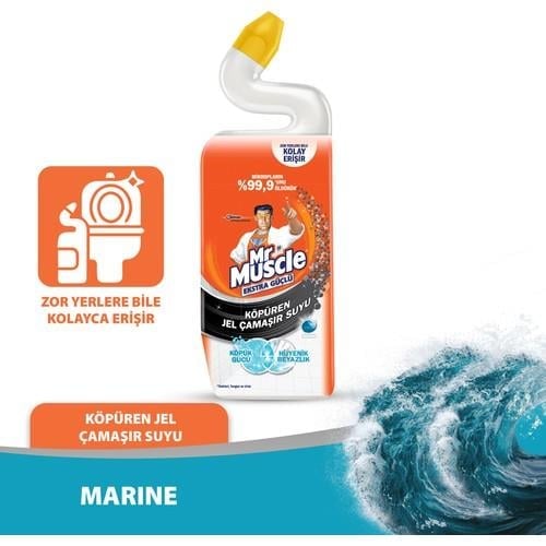 Mr. Muscle Tuvalet Temizleyici Köpüren Jel Çamaşır Suyu Katkılı Marine 750 ml