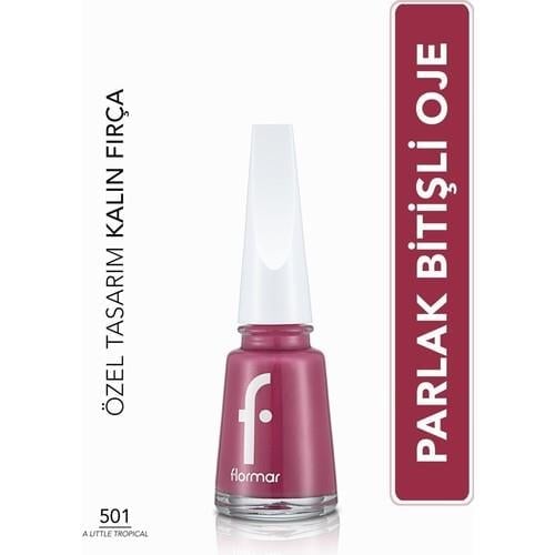 Nail Enamel Yoğun Renk Veren Uzun Süre Kalıcı Parlak Oje (501 A Little Tropical) 8682536036337