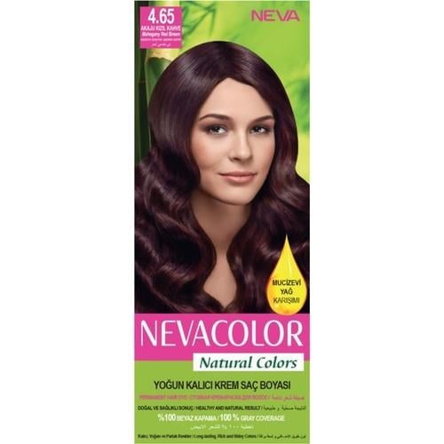 Nevacolor Natural Colors 4.65 Akaju Kızıl Kahve - Kalıcı Krem Saç Boyası Seti