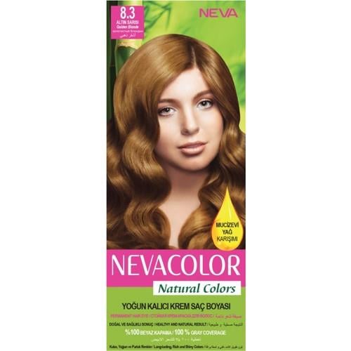 Nevacolor Natural Colors 8.3 Altın Sarısı - Kalıcı Krem Saç Boyası Seti