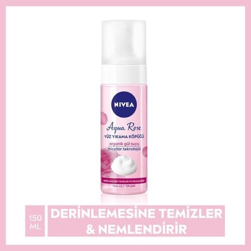 NIVEA Aqua Rose Organik Gül Suyu Içeren Yüz Yıkama Köpüğü 150 ml,Yüz Temizleme