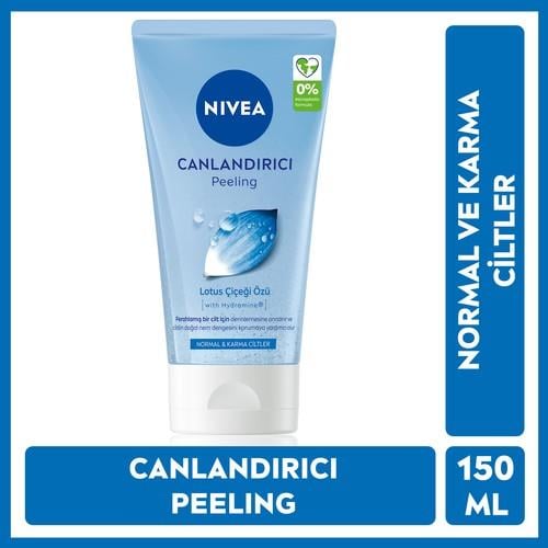 Nivea Canlandırıcı Yüz Peelingi 150ml, Lotus Çiçeği, Ölü Deri Arındırıcı, E Vitamini, Normal ve Karma Cilt