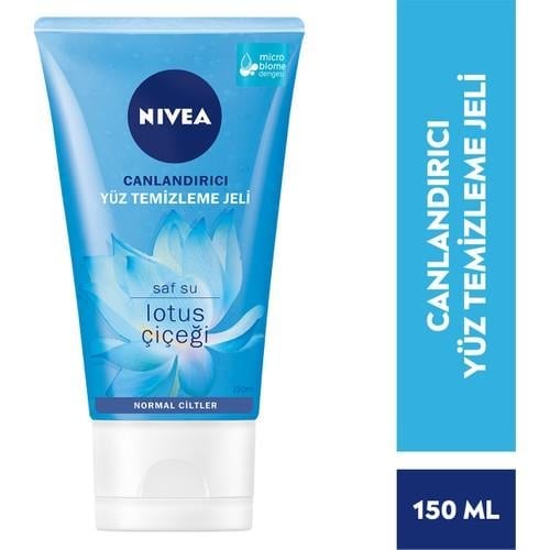 NIVEA Canlandırıcı Yüz Temizleme Jeli 150 ml, Saf Su ve Lotus Çiçeği ile Etkili Yüz Temizleyici, Normal Ciltler