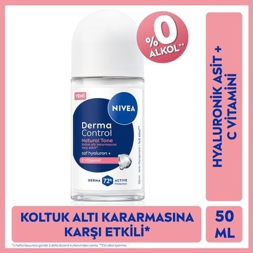 Nivea Kadın Roll On Deodorant Derma Control Natural Tone 50 ml , Koltuk Altı Kararmasına Karşı, C Vitamini
