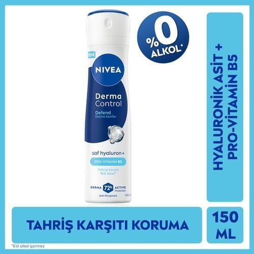 Nivea Kadın Sprey Deodorant Derma Control Defend 150 Ml,tahriş Karşıtı,alkolsüz,Hyaluron,Pro Vitamin B5