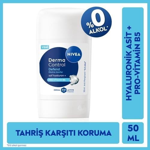 Nivea Kadın Stick Deodorant Derma Control Defend 50 Ml,72 Saat Koruma,alkolsüz,Hyaluron,Pro Vitamin