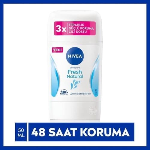 NIVEA Kadın Stick Deodorant Fresh Natural 50ml, Ter Kokusuna Karşı 48 Saat Koruma, Uzun Süren Ferahlık