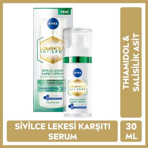 NIVEA Luminous630 Sivilce Lekesi Karşıtı Cilt Serumu 30ml, Thiamidol Etkili, Salisilik Asit, Hyaluronik Asit, Sivilceli Cilt, Eşit Cilt Tonu, Pürüzsüz Cilt