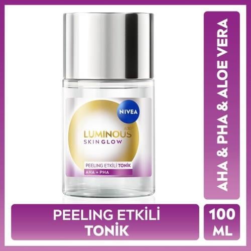 Nivea LUMINOUS630 Skin Glow Peeling Etkili Tonik 100 ml, Parlaklık, Eşit Cilt Tonu, Aha Pha, Aloe Vera