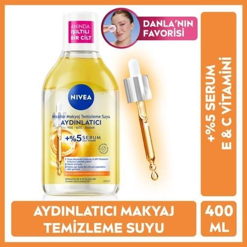 Nivea Makyaj Temizleme Suyu - Normal ve Hassas Ciltler için Besleyici Etki, C Vitamini ile Zenginleştirilmiştir, 400 ml