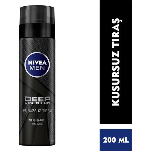 NIVEA Men Deep Dimension Tıraş Köpüğü 200 ml Ferah Kokulu Anti Alerjik Aktif Karbon ve Nemlendirici