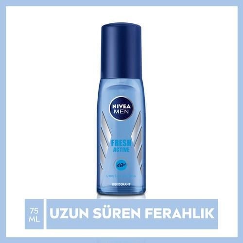 NIVEA Men Erkek Pump Sprey Deodorant Fresh Active  Ter ve Ter Kokusuna Karşı 48 Saat Deodorant Koruması 75ml