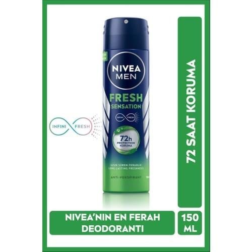 Nivea Men Fresh Sensation Sprey Deodorant 150 ml 72 Saat Anti - Perspirant Koruma Uzun Süren Ferahlık