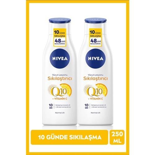 Nivea Q10 Sıkılaştırıcı ve C Vitaminli Vücut Losyonu 250 Ml, 48 Saat Nemlendirici, X2 Adet