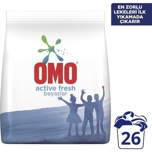 Omo Active Fresh Toz Çamaşır Deterjanı Beyazlar İçin En Zorlu Lekeleri İlk Yıkamada Çıkarır 4 KG 26 Yıkama 1 Adet