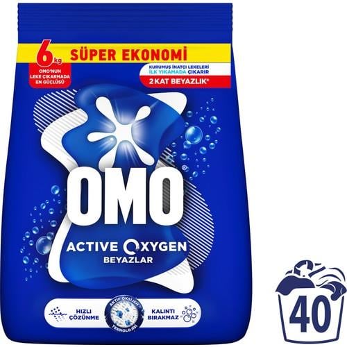 OMO Active Oxygen Beyaz Çamaşırlar İçin Toz Deterjanı 6 KG