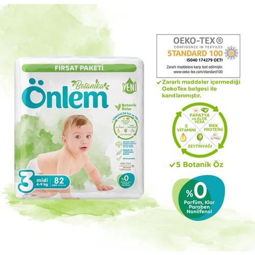 Önlem Botanika Bebek Bezi 3 Beden Midi 82 Adet (4-9 kg)