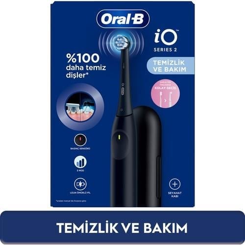 Oral-B iO 2 Şarjlı Diş Fırçası - Siyah, Seyahat Kabı ile