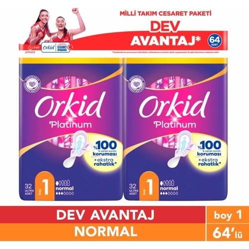 Orkid Platinum Normal 64'lü Cesaret Paketi Dev Avantaj Hijyenik Ped (Boy 1)