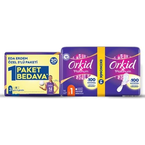 Orkid Platinum Normal + Gece 20'li Eda Erdem Paketi Hijyenik Ped