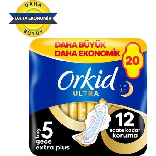 Orkid Ultra Gece Ekstra Plus (Boy 5) 20 adet Hijyenik Ped