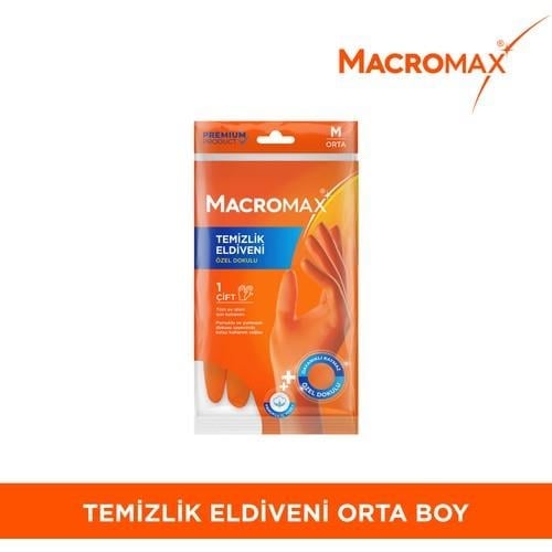 Orta Boy Medium Beden Temizlik Eldiveni Pamuklu İç Yüzeyli, Kaydırmaz Desenli