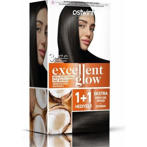 Ostwint Excellent Glow 1+1 Hediyeli Saç Boyası Seti No.3 Koyu Kestane