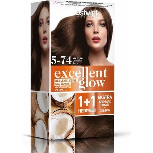 Ostwint Excellent Glow 1+1 Li Saç Boyası Seti No.5.74 Tarçın