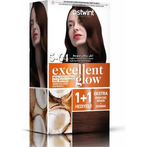 Ostwint Excellent Glow 1+1 Li Saç Boyası Seti No.5.64 Açık Kestane Kızıl Bakır