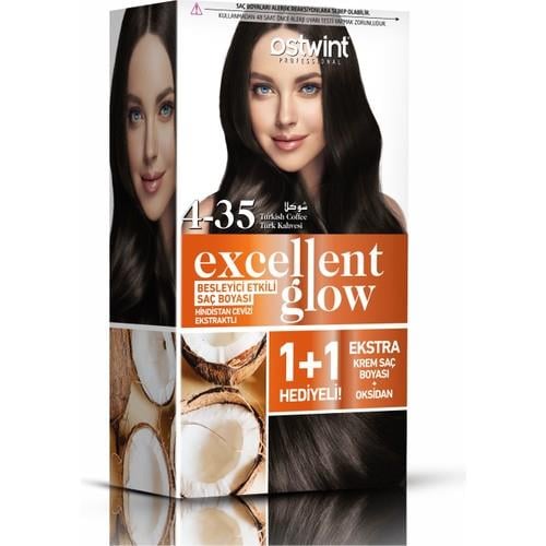 Ostwint Excellent Glow 1+1 Li Saç Boyası Seti No.4.35 Türk Kahvesi