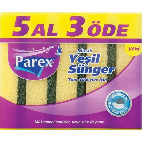 Parex Klasik Yeşil Sünger Düz 5'li