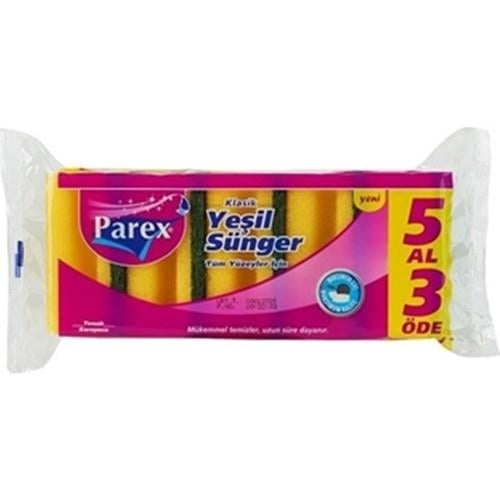 Parex Trend Klasik Oluklu Bulaşık Süngeri 5 Adet - Yeşil