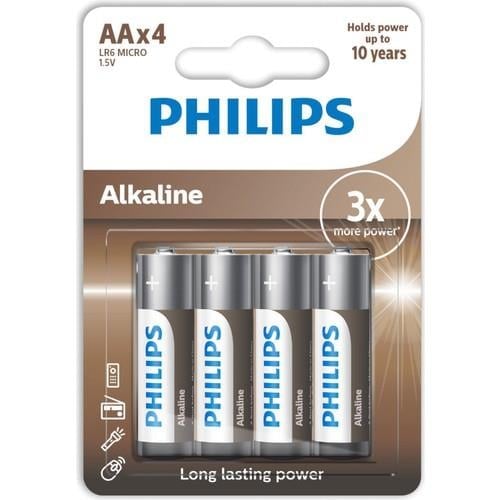 Philips Alkalin 4 Adet AA Kalem Pil 1.5V Elektronik Cihazlar İçin Güç Kaynağı