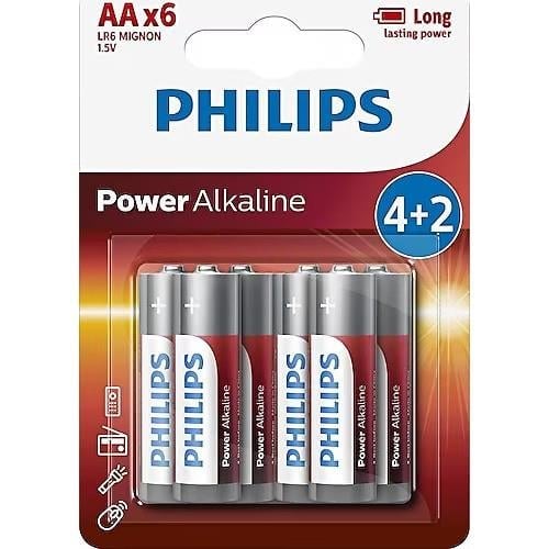 Philips Power Alkalin Pil Aa 4+2 (LR6P6BP/10)