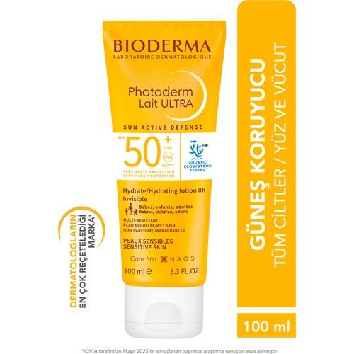 Photoderm Lait Ultra SPF50+ Tüm Ciltler için Yüksek Koruma Süt Formda Yüz, Vücut Güneş Kremi 100 ml