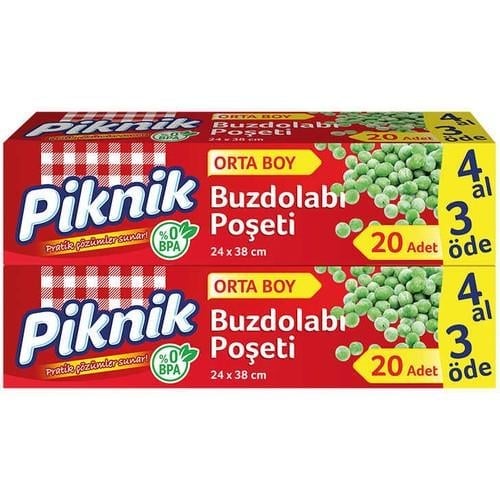 Piknik Ambalaj Buzdolabı Poşeti Orta 4 Al 3 Öde 20 Li
