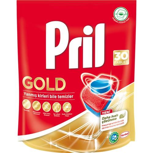 Pril Gold 30 Yıkama Bulaşık Deterjanı Tableti Hızlı Çözünme ve Mükemmel Parlaklık