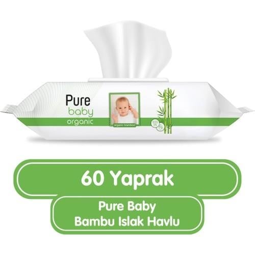 Pure Baby Organik Bambu Özlü Islak Havlu 60 Yaprak