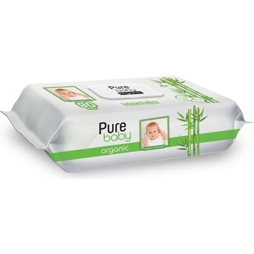 Pure Baby Wipes Islak Havlu Mendil 90 Yaprak Organic Bambu Plastik Kapaklı