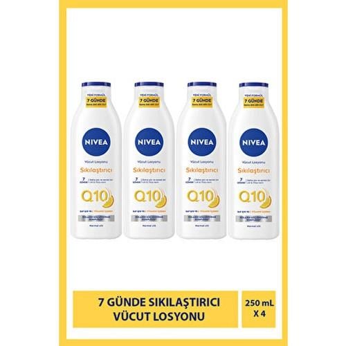 Q10 7 Günde Sıkılaştırıcı Vücut Losyonu 250ML,C Vitamini, Nemlendirici, Esnek ve Elastik Cilt X4ADET