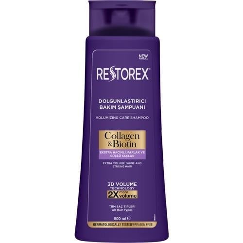 Restorex Hacim ve Parlaklık Veren Bakım Şampuanı - 500 ml, Kolajen ve Biotin İçerir, Paraben İçermez