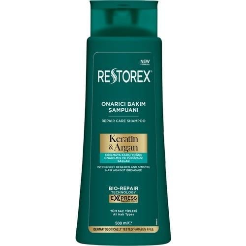 Restorex Onarıcı Bakım Şampuanı - Kırılmaya Karşı Yoğun Onarım ve Pürüzsüz Saçlar, 500 ml, Keratin ve Argan Yağı İçerir, Paraben İçermez