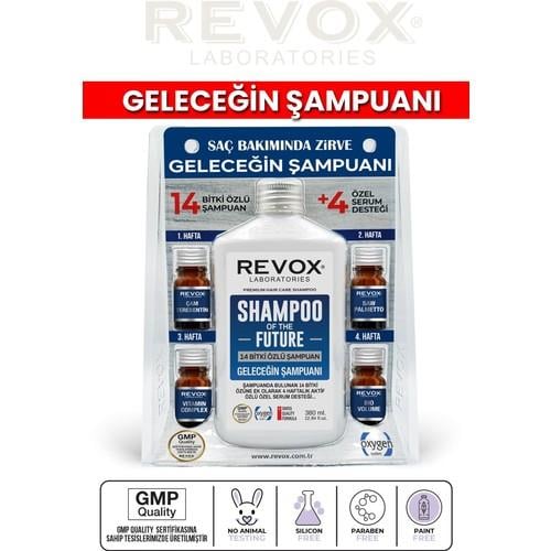 Revox Bitkisel Şampuan ve Aktif Özlü 4 Adet Özel Destek Serumu Saç Bakım Seti Geleceğin Şampuanı