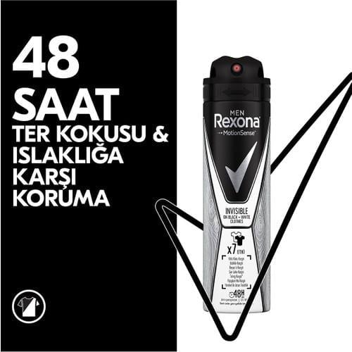 Rexona Men Erkek Anti-Perspirant Sprey Deodorant  Invisible Black White Ter Kokusuna Karşı  150 ML